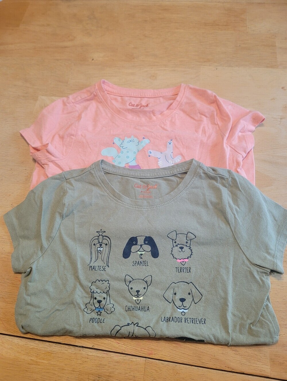 Cat & Jack Pink and Sage Dog Print Tee Size 6-6×